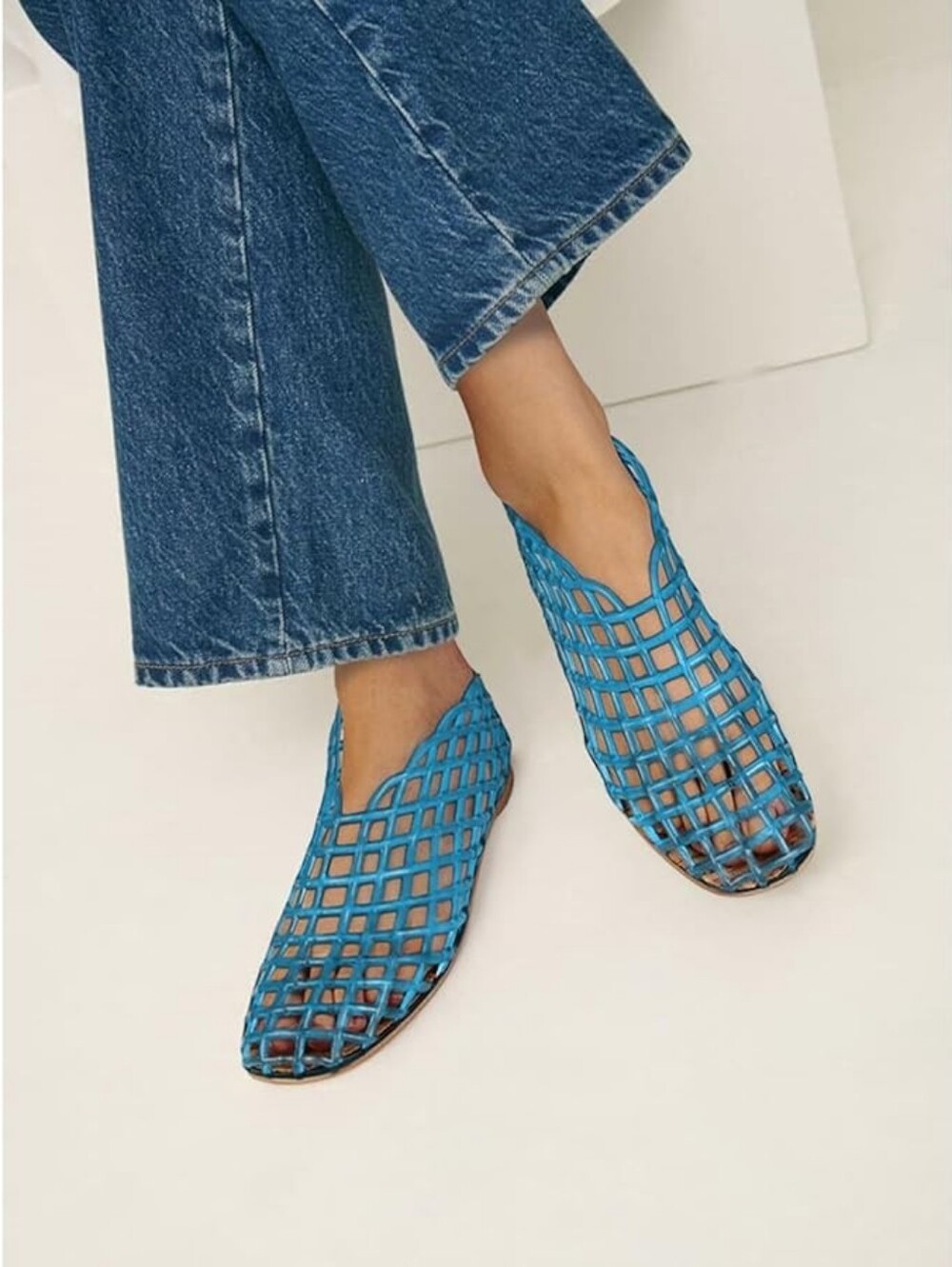Jelly Blue Mesh Sandals Women's Flat Shoes